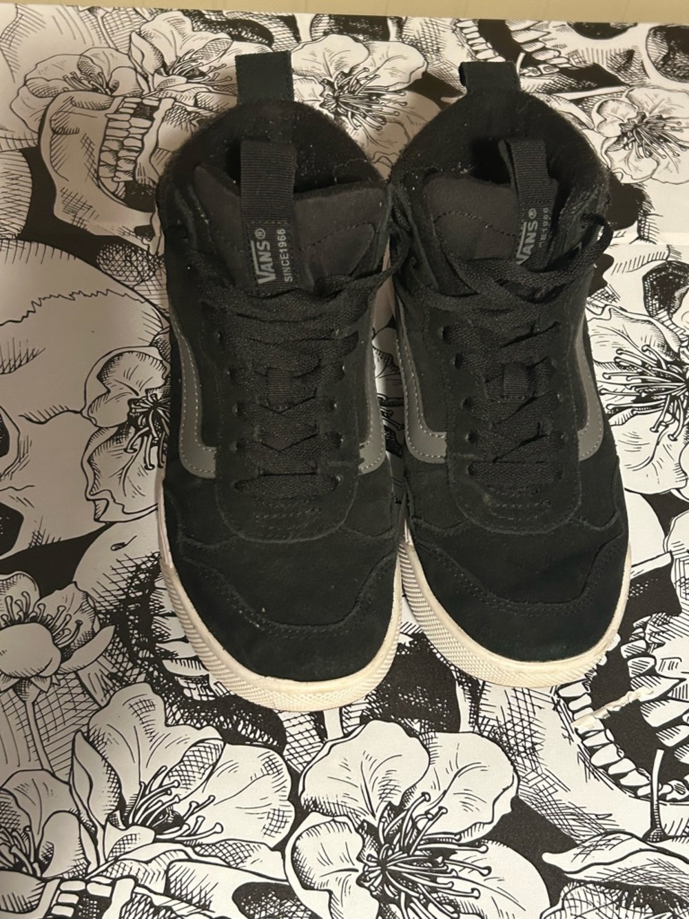 Vans Black Suede Low-Top Sneakers with White Soles